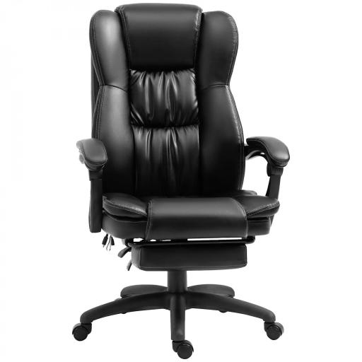 Silla de Masaje Reclinable con Altura Ajustable Reposapiés Retráctil y Control Remoto 68,5x68,5x113-121 cm Negro [8]