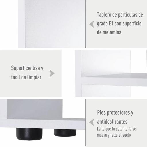 Estantería Moderna Vertical Diseño de Librería con 8 Estantes E1 Tablero de Partículas 70x24x178cm Blanco [5]