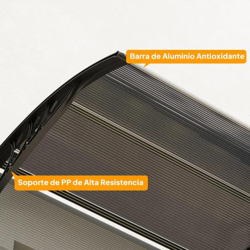 Marquesina de Protección contra Sol y Lluvia 196x75x23 cm con Cubierta de Policarbonato para Puertas y Ventanas Negro [2]