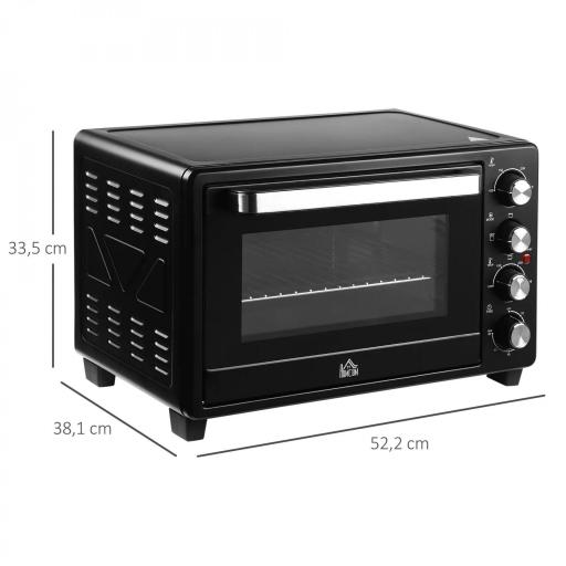 Horno Eléctrico de Sobremesa 32L 1600W con 3 Modos de Calor Temporizador y Temperatura Regulable 52,2x38,1x33,5 cm Negro [1]