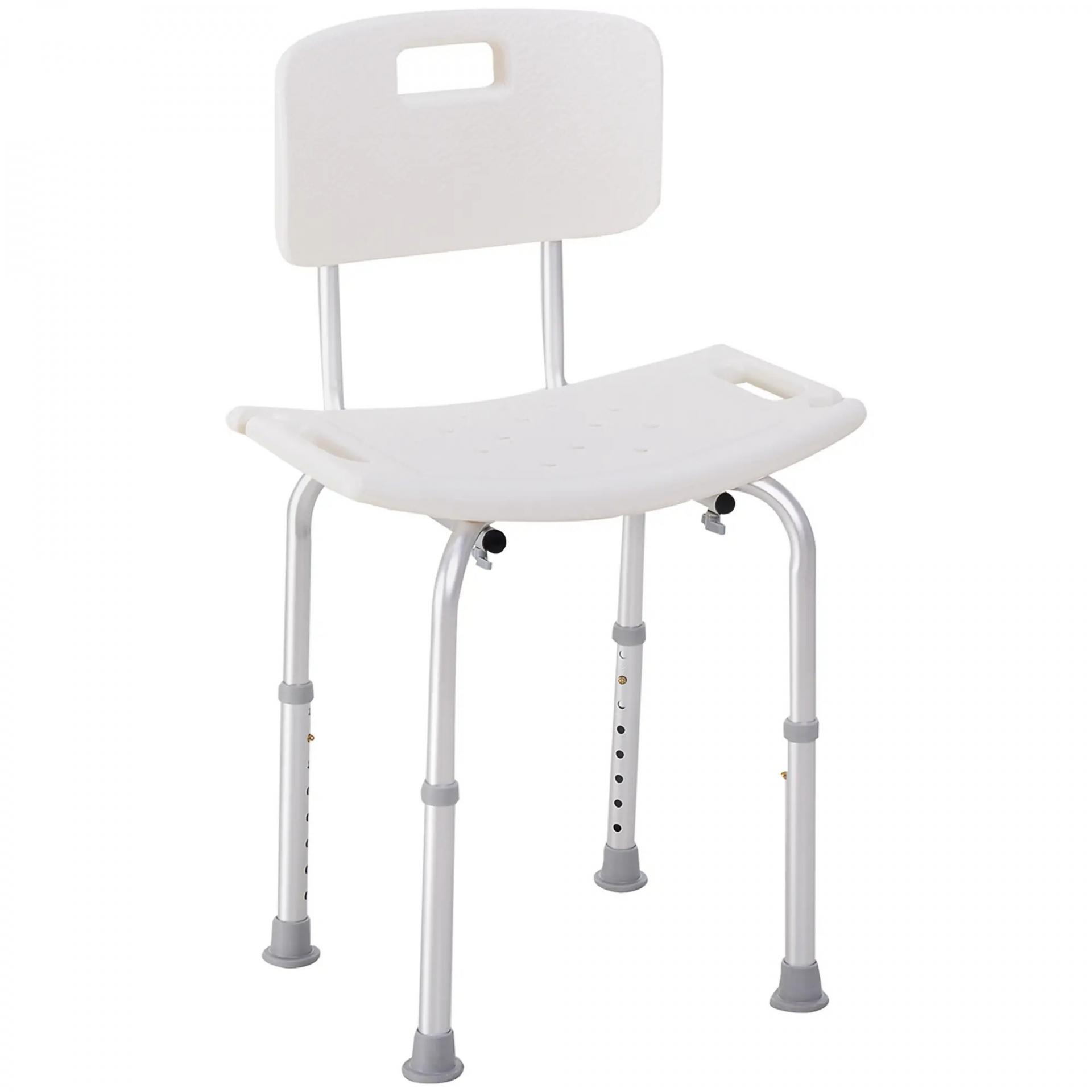 Silla para Ducha con Respaldo Altura Regulable y Antideslizante Carga 136 kg para Ancianos y Discapacitados