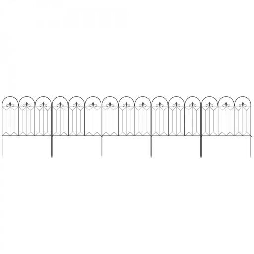 Set de 5 Vallas Decorativas para Jardín Metálicas 305x79,5 cm Combinación Libre Barrera para Animales Negro [6]
