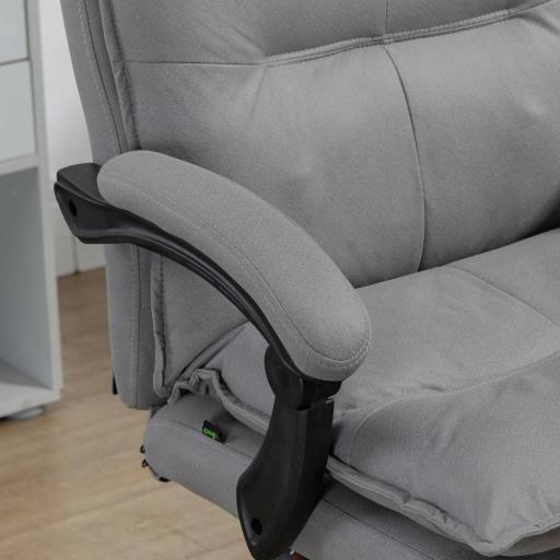 Silla de Masaje Reclinable con 6 Puntos de Masaje y 5 Modos con Función de Calefacción Ajustable 66x74x114-121,5 cm Gris [7]