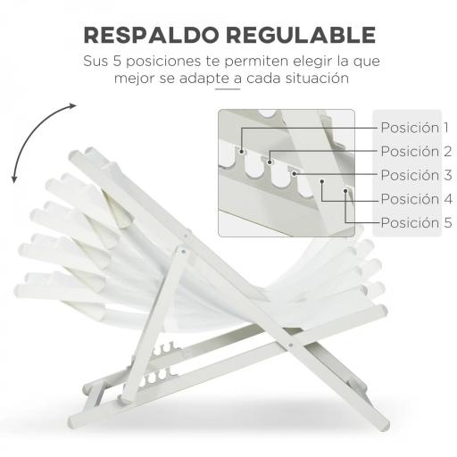 Conjunto de 2 Tumbonas Plegables de Aluminio con Respaldo Regulable en 5 Posiciones Reposacabezas 60x100x85 cm Blanco [6]