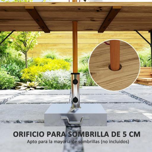 Mesa de Jardín Exterior de Madera 175x80x75 cm con Orificio para Sombrilla y Encimera de Listones Natural [4]