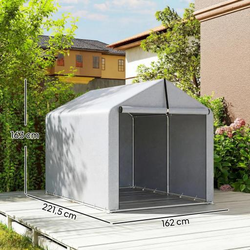 Carpa de Jardín Exterior para Herramientas Bicicletas con Marco de Acero Galvanizado Puerta Enrollable Gris [1]