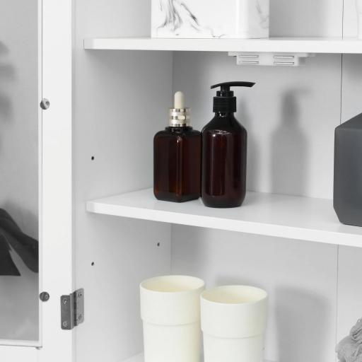 Armario de Pared Baño de 2 Puertas de Cristal Armario Colgante Multiusos para Cocina Salón con Estantes Interiores y Balda Ajustable 55x20x65 cm Blanco [6]