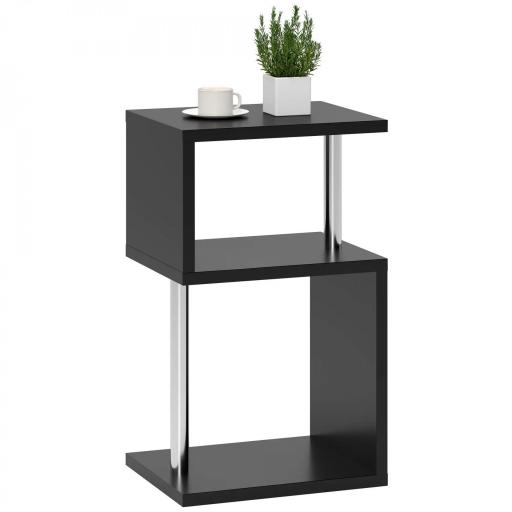 Mesa Auxiliar con Luz LED de 3 Niveles con Estantes y Estructura de Aluminio para Salón Dormitorio 44x38x75 cm Negro [9]