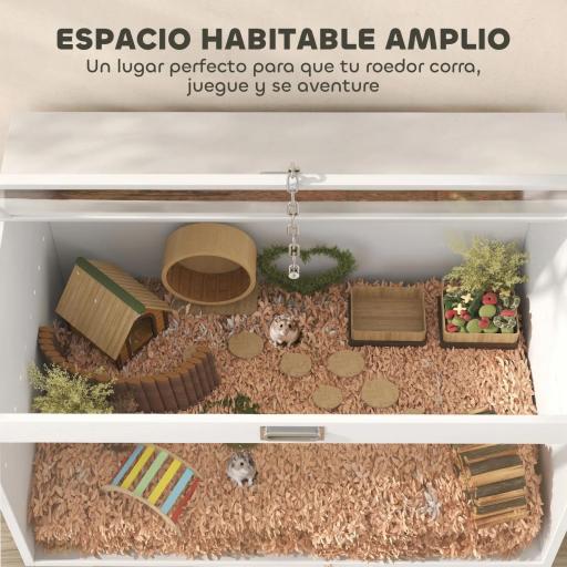  Jaula para Hámster Casa para Animales Pequeños con Tapa Abatible y Ventana de Acrílico Transparente 80x50x50 cm Blanco [2]