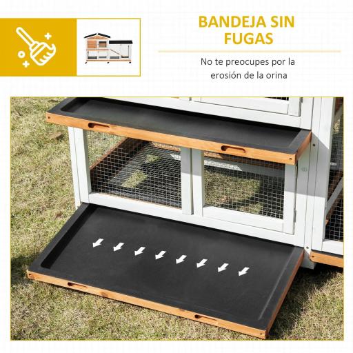 Conejera Exterior 157,4x53x99,5cm Jaula para Conejos Grande con Ruedas Techo Asfáltico Bandeja Extraíble y Rampa Natural [5]
