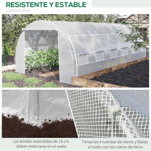 Invernadero de Exterior 6x3x2 m Invernadero de Túnel con Puerta y 12 Ventanas de Malla Enrollables Invernadero de Huerto para Patio Jardín Blanco [6]