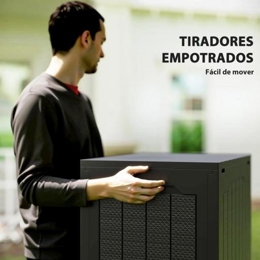 Baúl de Almacenaje Exterior de Polipropileno Impermeable con Asas y Soporte para Candado 56x41x50 cm Negro [5]