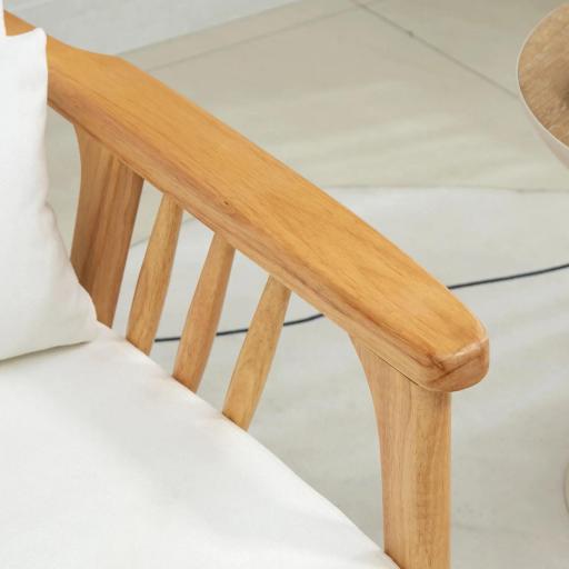 Sillón de Salón Tapizado en Terciopelo con Cojín y Patas de Madera de Caucho para Oficina 68x75x78 cm Crema [6]