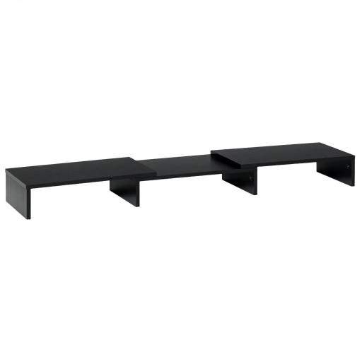 Soporte Elevador para Monitores de Madera Ajustable en Longitud y Ángulo para 2 Pantallas de Ordenador Portátil 80-117x23,5x10 cm Negro [9]