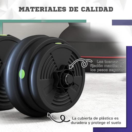 Juego de Mancuernas Ajustables 25 kg 2 en 1 con Barras Conexión y Mangos Antideslizantes para Gimnasio en Casa Negro [6]