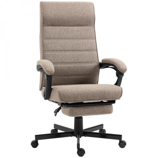 Silla de Oficina Reclinable con Altura Ajustable Reposabrazos y Reposapiés Retráctil 68x67x106-114 cm Marrón [8]