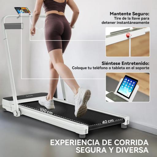 Cinta de Correr Plegable Inclinado Debajo del Escritorio con 2.5HP 0-12 KM/H Pantalla LED Control Remoto y Soporte [4]