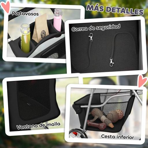 Carrito para Perros Pequeños con Cesta de Almacenaje Portavasos Ruedas y Cojín Lavable 77x44x102 cm Negro [3]