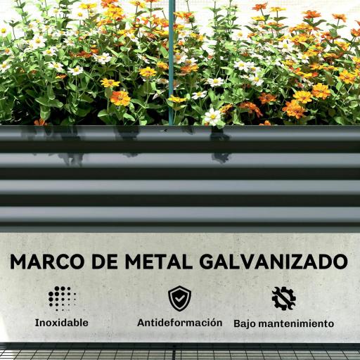 Huerto Urbano Elevado con Cubierta de Invernadero y Estante Inferior para Cultivo Plantas 120x55x140 cm Gris Oscuro [7]