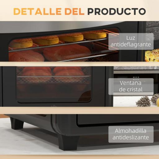 Horno Eléctrico de Sobremesa de 30L 1600W Freidora de Aire con 7 Modos de Calor y Temporizador 43x39x39 cm Negro [3]