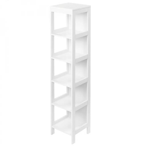 Estantería de Baño de Suelo de 5 Niveles Mueble Auxiliar de Almacenaje para Cocina Salón 30x30x140 cm Blanco [3]