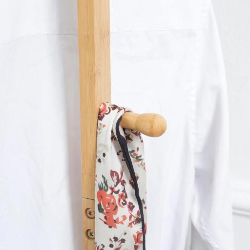 Perchero de Pie de Bambú Estilo Moderno con Ganchos y Barras para Entrada Pasillo Dormitorio 36x24x168 cm Natural [6]