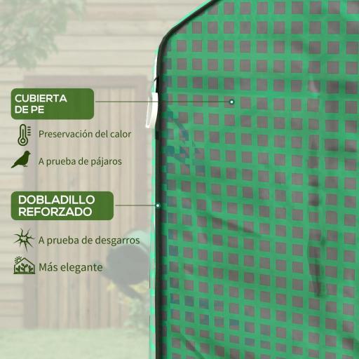 Cubierta de Repuesto de Invernadero 140x143x190 cm con Ventana Puerta con Cremallera Anti-UV Protección de Plantas Verde [2]