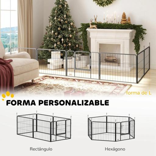 Parque para Perros de 6 Paneles de 60 cm de Altura con Puerta para Interior y Exterior Negro [4]