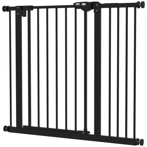 Barrera de Seguridad para Perros 74-94 cm con Extensión Montaje a Presión y Doble Bloqueo Negro [8]