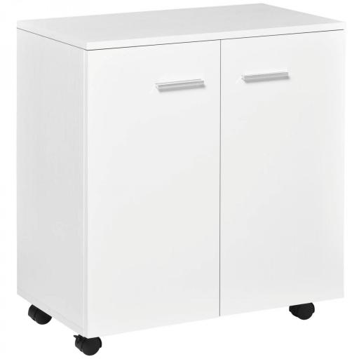 Mesa Armario Movil Mueble TV de Madera Con Ruedas y 2 Puertas Consola Cajonera 60x35x65cm [9]