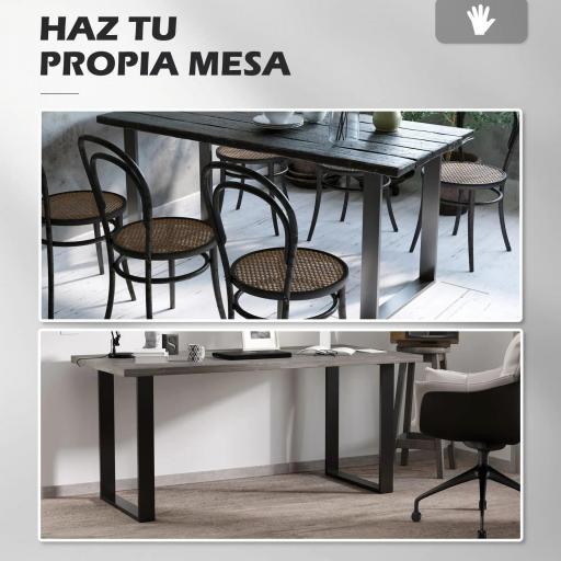 Conjunto de 2 Patas para Mesa Patas de Diseño Rectangular con Tornillos Incluidos para Mesa DIY 60x72 cm Negro [5]