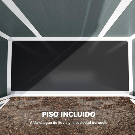 Cobertizo de Jardín Exterior de Plástico 0,81 m² 134x68,5x170 cm con Suelo 2 Estantes Plegables Puertas con Pestillo [5]