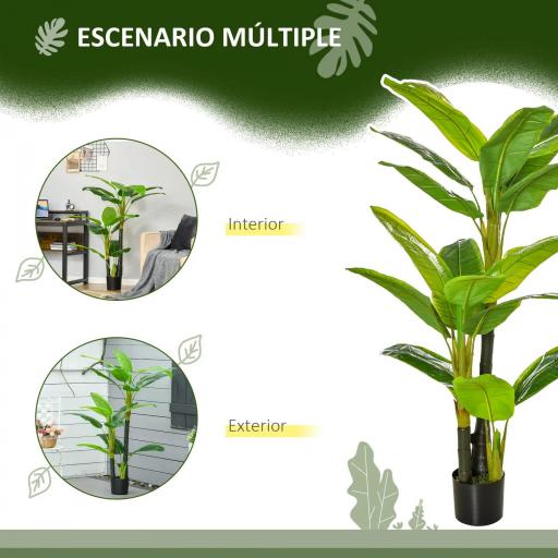 Platanera Artificial 150 cm con Maceta y 18 Hojas Planta Artificial para Decoración de Hogar Terraza Jardín Salón Verde [8]