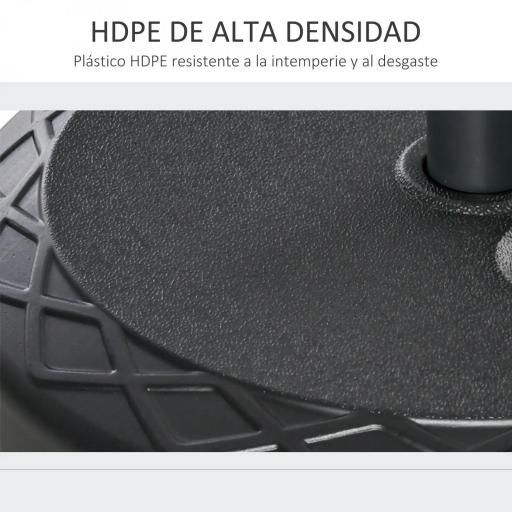 Base de Sombrilla Rellenable de Agua 30 kg Soporte de Parasol Redondo Apto para Postes de 38mm 48 mm Metal y Plástico para Jardín Terraza Ø55x38 cm Negro [2]