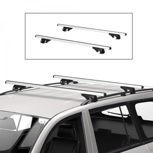 Barras de Techo Universales para Vehículos de Aluminio Bacas Portaequipajes Coche Automóvil Baca para Coche Universales con Cerradura Carga 75 kg 135 cm Plata