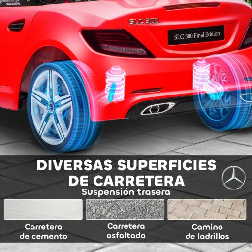 Coche Eléctrico para Niños de +3 Años Mercedes SLC 300 con Batería 12V Mando a Distancia Faros LED Bocina Música Rojo [1]