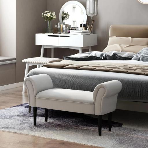 Banco Zapatero Banqueta con Brazos Tapizada tipo Banco de Madera para Dormitorio Salón Recibidor 102x36x51cm Carga 130kg