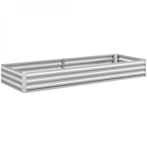 Jardinera Exterior Grande Rectangular de Acero Galvanizado para Terraza con Base Abierta 241x90,5x30 cm Plateado [8]