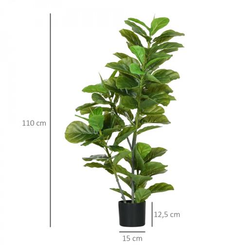 Conjunto de 2 Plantas Artificiales Decorativas 110x15 cm Árboles Artificiales de Ficus con 90 Hojas y Macetas Verde [1]