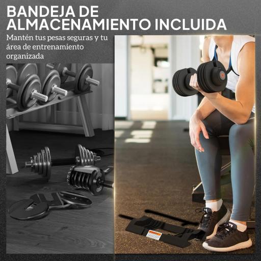 Mancuerna Ajustable 4 en 1 20 kg Ajuste Rápido de Peso con Base de Almacenaje Mango Antideslizante para Gimnasio en Casa [5]