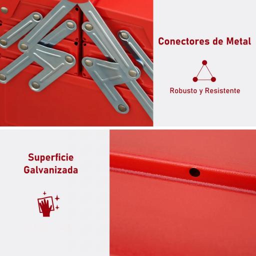 Caja de Herramientas Metálica, Maletín de Herramientas de Acero Plegable con 5 Bandejas y Asa, para Taller, Garaje, 45x20x34,5 cm, Rojo [5]