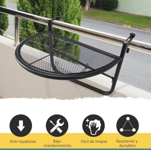 Mesa Colgante de Balcón Semicircular 60x47x50 cm Ajustable en Altura Simple y Conveniente para Barandilla de Balcón Terraza Patio [5]