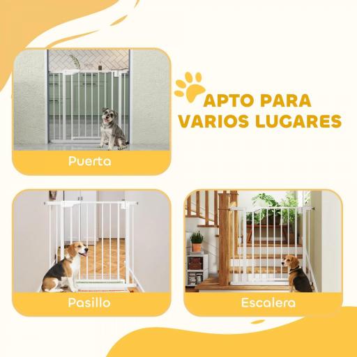 Barrera de Seguridad para Niños y Perros Ancho 76-89 cm Bloqueo Doble y Cierre Automático Apertura Dos Sentidos Blanco [2]