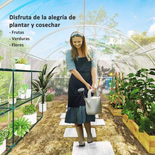 Invernadero de Túnel 4x3x2m con 2 Puertas Invernadero de Jardín con Techo Redondeado para Cultivos Plantas Transparente [6]