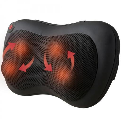 Cojín de Masaje Shiatsu con Calor y 4 Nodos Amasado Giratorio 3D Alivio de la Fatiga Muscular Negro [8]