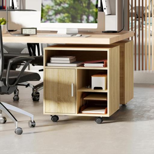 Mueble para Impresora con Ruedas Multifuncional con Estantes con Amplio Espacio de Almacenaje 60x50x65,5 cm Natural [2]