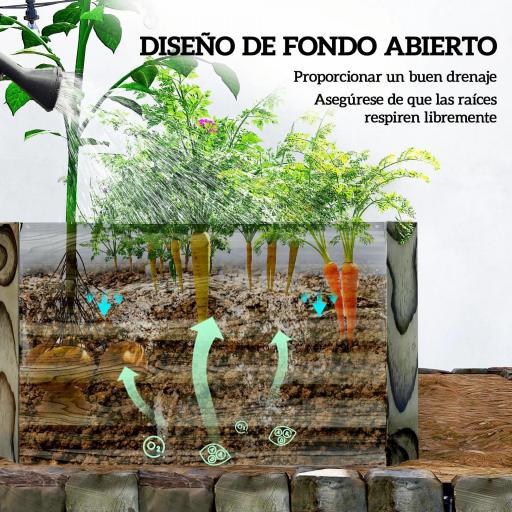 Jardinera Exterior Grande Rectangular de Acero Galvanizado para Terraza con Base Abierta 180x90x57,5 cm Natural [3]
