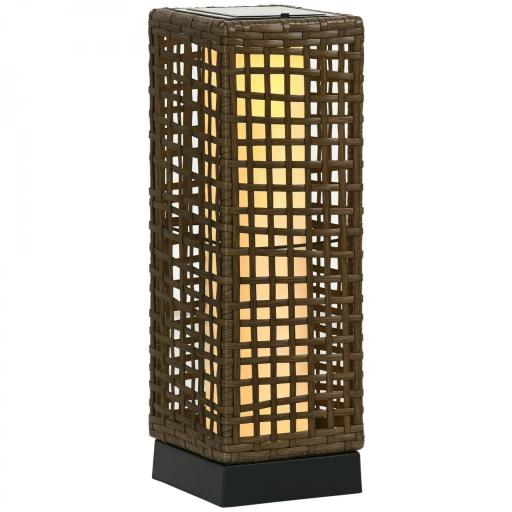 Lámpara Solar de Ratán Sintético con Luces LED Encendido/Apagado Automático para Exterior 15,5x15,5x46 cm Arena [8]