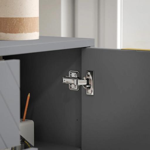 Aparador para Salón con 3 Cajones 2 Puertas y Estante Ajustable Mueble Auxiliar para Salón Antivuelco 120x40x76 cm Gris [4]