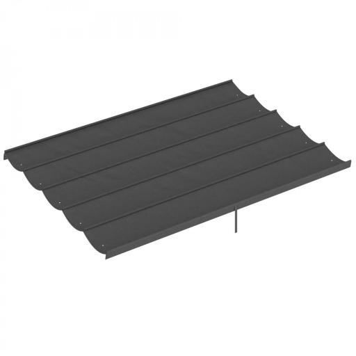 Cubierta para Techo Retráctil de 3,5x2,6 m para Pérgola 4x3 Tela de Repuesto con 10 Orificios de Drenaje Gris Oscuro